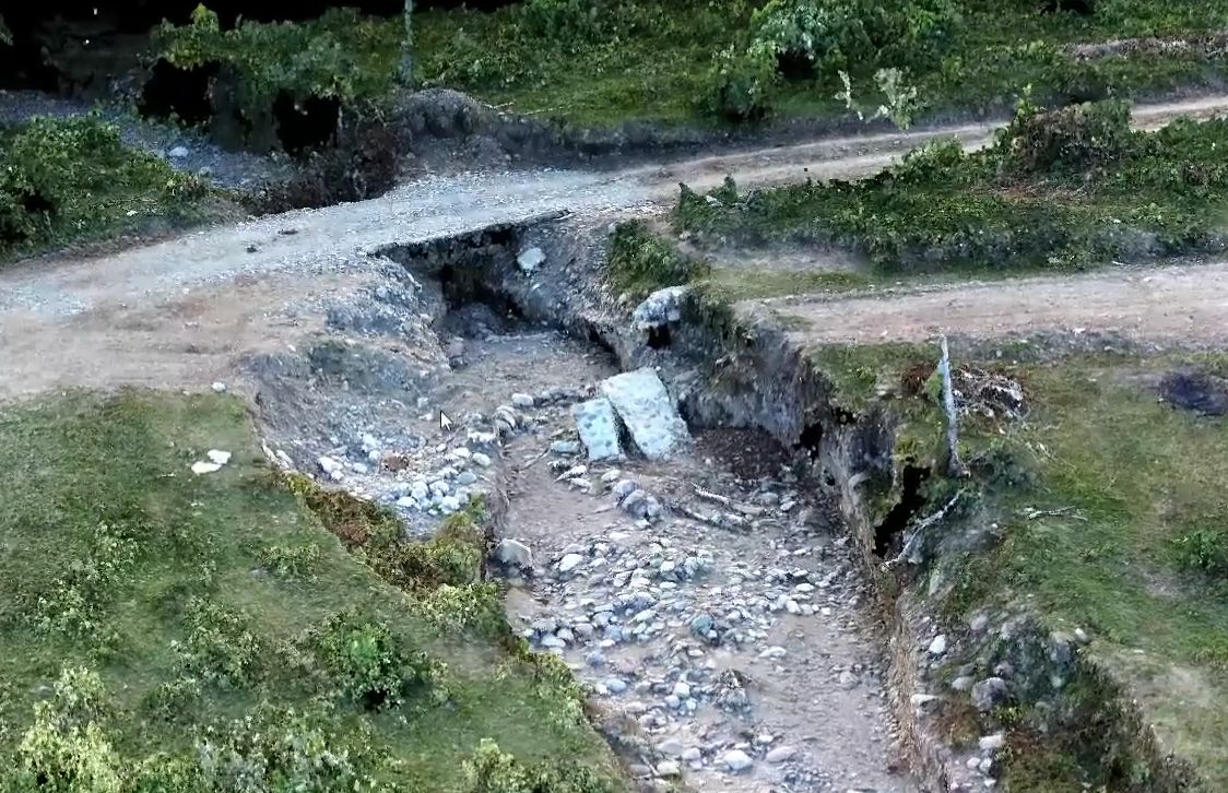 Nube de puntos del canal — zona de erosión